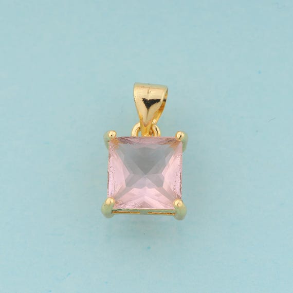 Gold CZ Square Charms,Square Jewelry,Square Pendant for DIY Jewelry Making,18K Gold