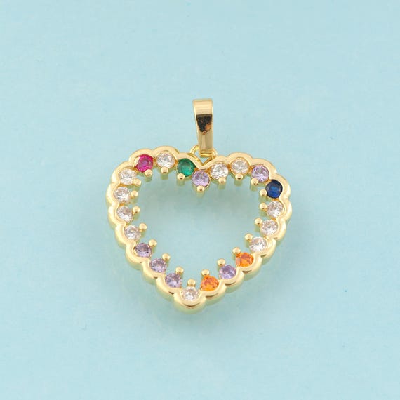 Gold CZ Heart Charms,Minimalist Jewelry,Heart Pendant for DIY Jewelry Making,18K Gold