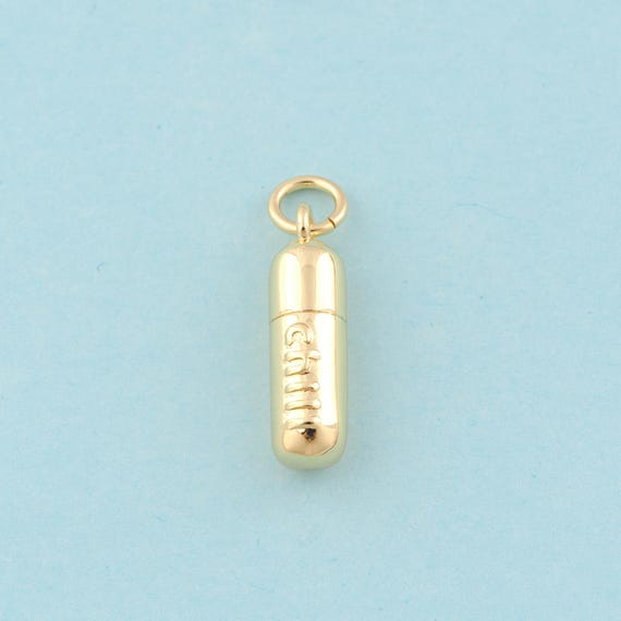Gold Pill Charms,Capsule Jewelry,Bar Pendant for DIY Jewelry Making,18K Gold