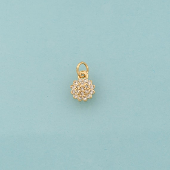 Gold CZ Flower Charms,Flower Jewelry,Flower Pendant for DIY Jewelry Making,18K Gold