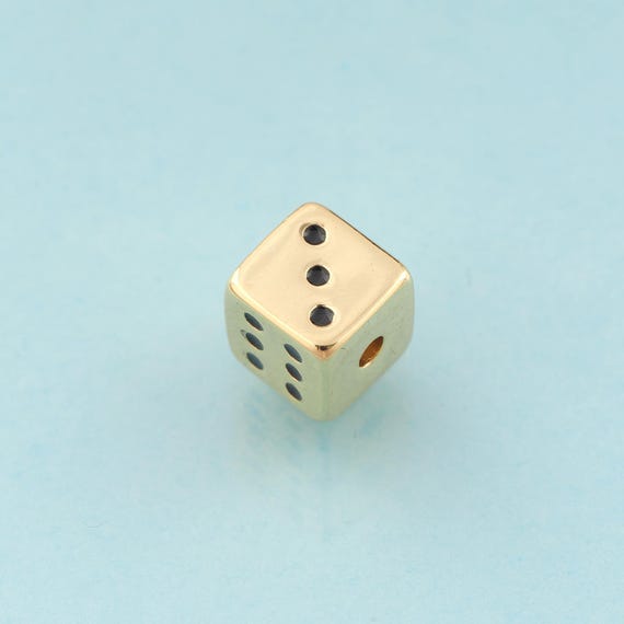 Enamel Dice Spacer Beads,Dice Beads,Square Beads for DIY Jewelry Making,18K Gold