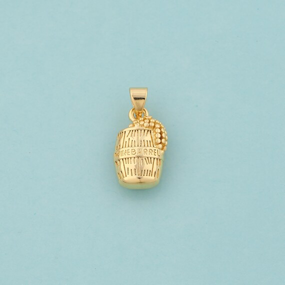 Gold Wine Barrel Charms,Wine Barrel Jewelry,Wine Barrel Pendant for DIY Jewelry Making,18K Gold