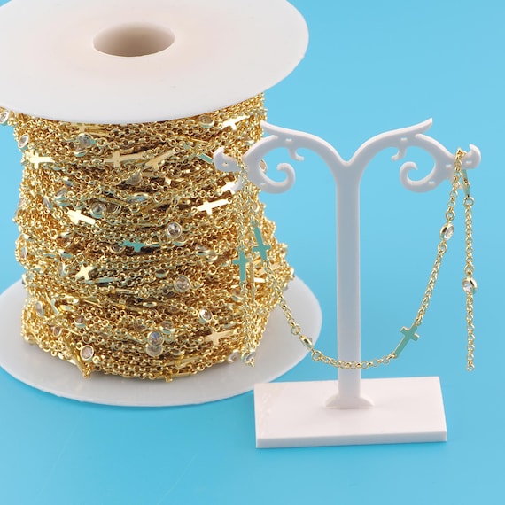 Gold Cross Chain,Special Jewelry Chain,Semi-Finished Product Chain for DIY Jewelry Making,18K Gold