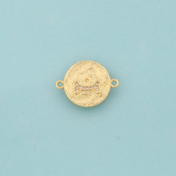 Gold CZ Bone Connector,Bone Jewelry Connector,Bone Connector for DIY Jewelry Making,18K Gold