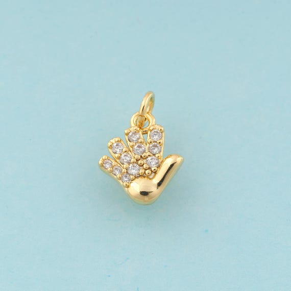 Gold CZ Gesture Charms,Gesture Jewelry,Hand Pendant for DIY Jewelry Making,18K Gold