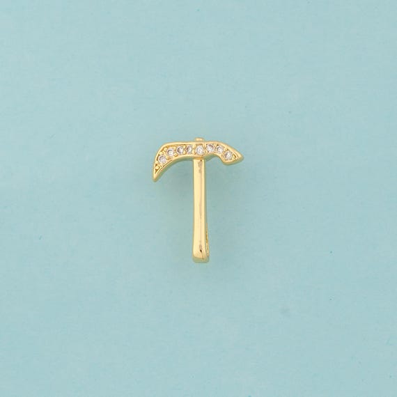 Gold CZ Hammer Charms,Hammer Jewelry,Hammer Pendant for DIY Jewelry Making,18K Gold