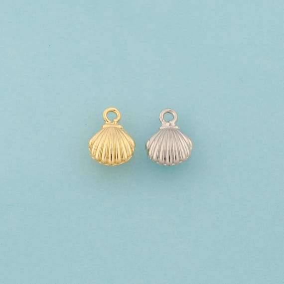 Gold Shell Charms,Oyster Jewelry,Shell Pendant for DIY Jewelry Making,18K Gold & Rhodium