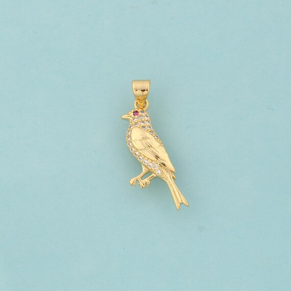 Gold CZ Bird Charms,Bird Jewelry,Bird Pendant for DIY Jewelry Making,18K Gold