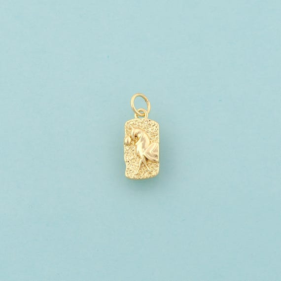 Gold Horse Charms,Animal Jewelry,Square Pendant for DIY Jewelry Making,18K Gold