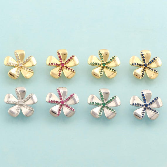 Gold CZ Daisy Charms,Flower Jewelry,Daisy Pendant for DIY Jewelry Making,18K Gold