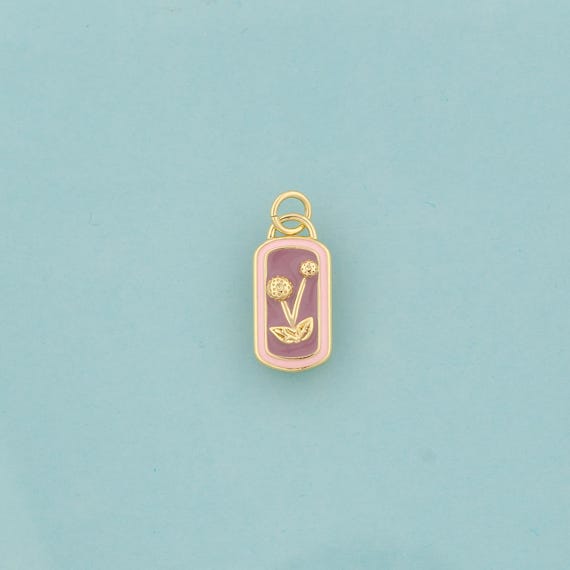 Gold Enamel Flower Charms,Flower Jewelry,Flower Pendant for DIY Jewelry Making,18K Gold