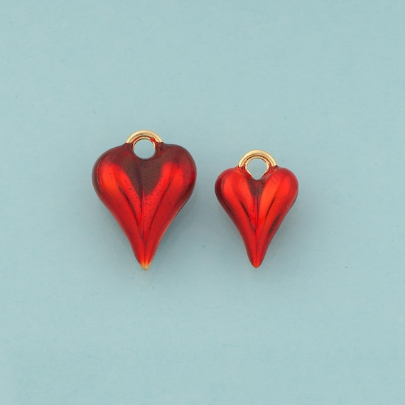Gold Heart Charms,Love Jewelry,Enamel Heart Pendant for DIY Jewelry Making,18K Gold