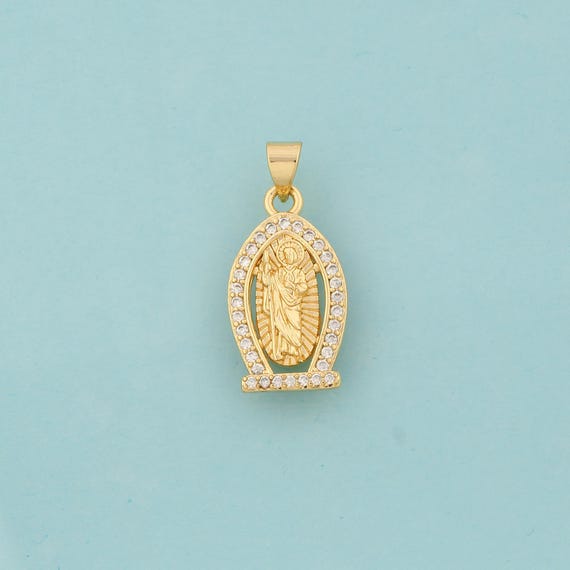 Gold CZ St.Juda Charms,Religion Jewelry,Saint Jude Pendant for DIY Jewelry Making,18K Gold