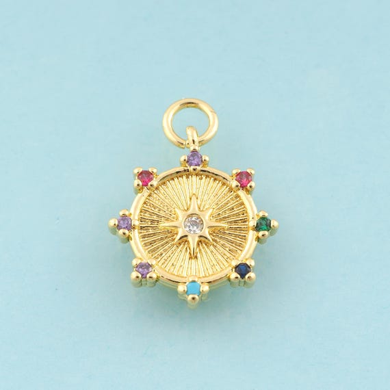 Gold CZ Star Charms,Star Jewelry,Celestial Pendant for DIY Jewelry Making,18K Gold