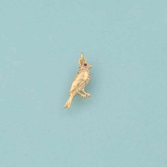 Gold CZ Bird Charms,Animal Jewelry,Flying Pendant for DIY Jewelry Making,18K Gold