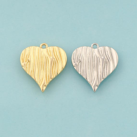 Gold Heart Charms,Love Jewelry,Heart Pendant for DIY Jewelry Making,18K Gold