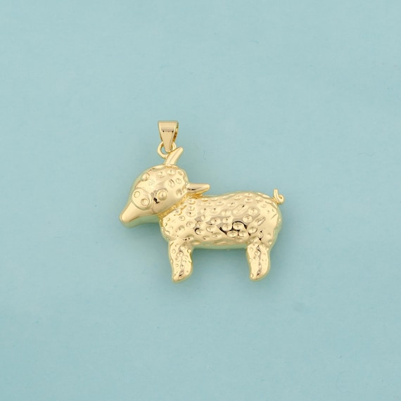 Gold Sheep Charms,Animal Jewelry,Sheep Pendant for DIY Jewelry Making,18K Gold