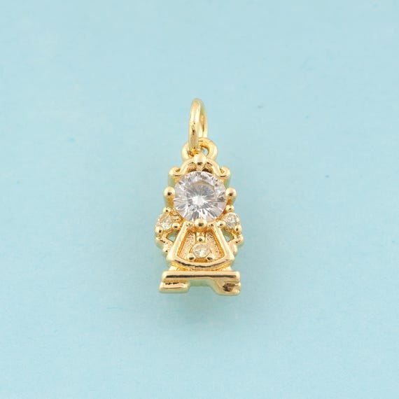 Gold CZ Character Charms,Character Jewelry,Character Pendant for DIY Jewelry Making,18K Gold