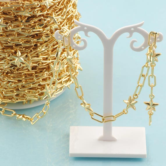 Gold Star Chain,Special Jewelry Chain,Semi-Finished Product Chain for DIY Jewelry Making,18K Gold
