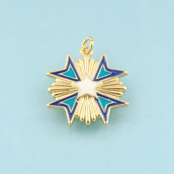 Gold Enamel Star Charms,Star Jewelry,Star Pendant for DIY Jewelry Making,18K Gold