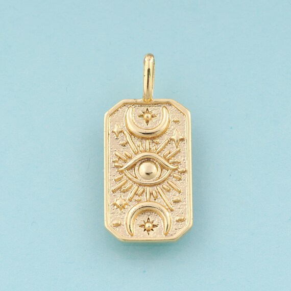 Gold Evil Eye Charms,Devil Eye Jewelry,Moon Pendant for DIY Jewelry Making,18K Gold