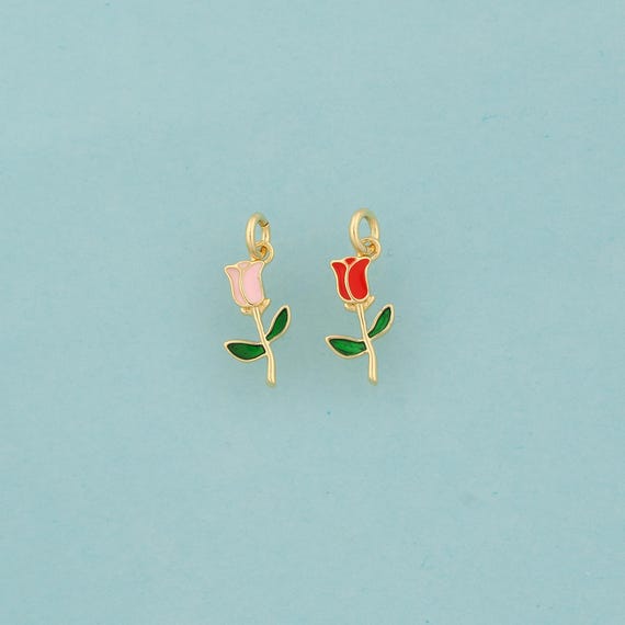 Gold Enamel Flower Charms,Flower Jewelry,Flower Pendant for DIY Jewelry Making,18K Gold
