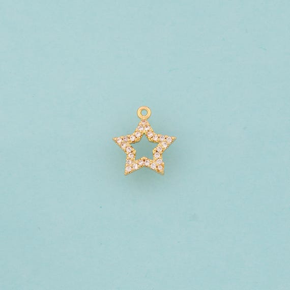 Gold CZ Star Charms,Star Jewelry,Star Pendant for DIY Jewelry Making,18K Gold