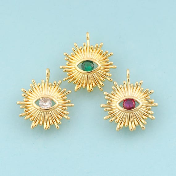Gold CZ Evil Eye Charms,Devil Eye Jewelry,Eye Pendant for DIY Jewelry Making,18K Gold