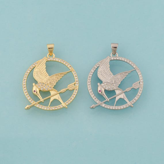 Gold CZ Bird Charms,Arrow Jewelry,Animal Pendant for DIY Jewelry Making,18K Gold