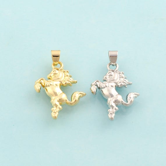 Gold Horse Charms,Animal Jewelry,Horse Pendant for DIY Jewelry Making,18K Gold