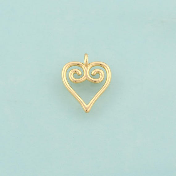 Gold Heart Charms,Love Jewelry,Heart Pendant for DIY Jewelry Making,18K Gold