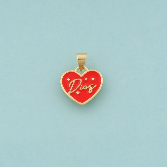 Gold Heart Charms,Love Jewelry,Enamel Letter Pendant for DIY Jewelry Making,18K Gold