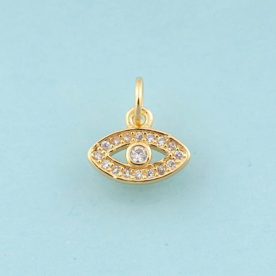 Gold CZ Evil Eye Charms,Devil Eye Jewelry,Eye Pendant for DIY Jewelry Making,18K Gold