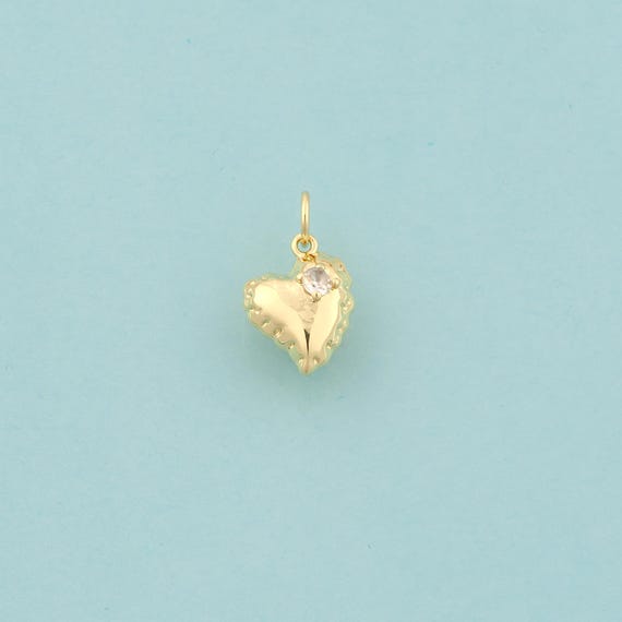 Gold CZ Heart Charms,Love Jewelry,Heart Pendant for DIY Jewelry Making,18K Gold