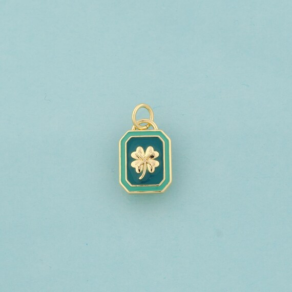 Gold Enamel Lucky Grass Charms,Lucky Grass Jewelry,Lucky Grass Pendant for DIY Jewelry Making,18K Gold