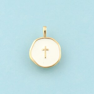Gold Emaille Kreuz Charms, religiöser Schmuck, christlicher Anhänger für DIY Schmuckherstellung, 18K Gold