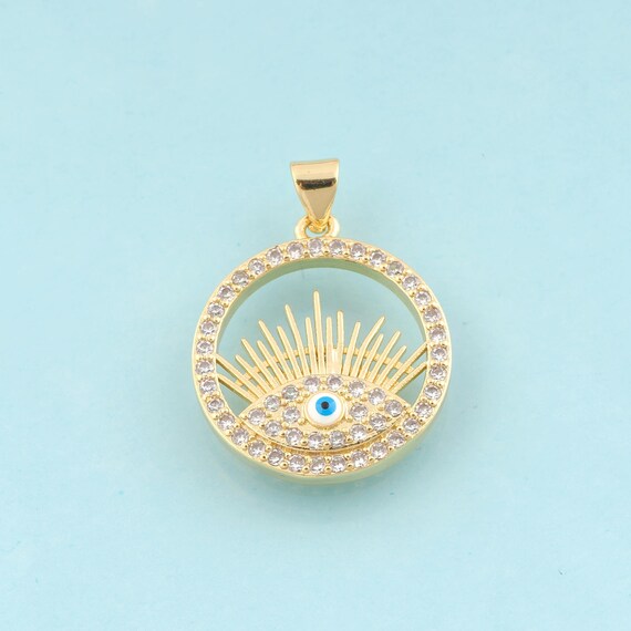 Gold CZ Evil Eye Charms,Devil Eye Jewelry,Eye Pendant for DIY Jewelry Making,18K Gold