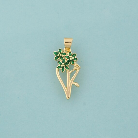 Gold Flower Charms,Flower Jewelry,Flower Pendant for DIY Jewelry Making,18K Gold