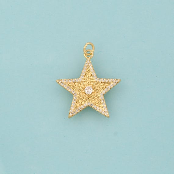 Gold CZ Star Charms,Star Jewelry,Star Pendant for DIY Jewelry Making,18K Gold