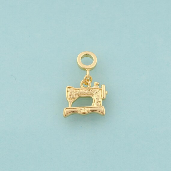 Gold Sewing Machine Charms,Sewing Machine Jewelry,Sewing Machine Pendant for DIY Jewelry Making,18K Gold