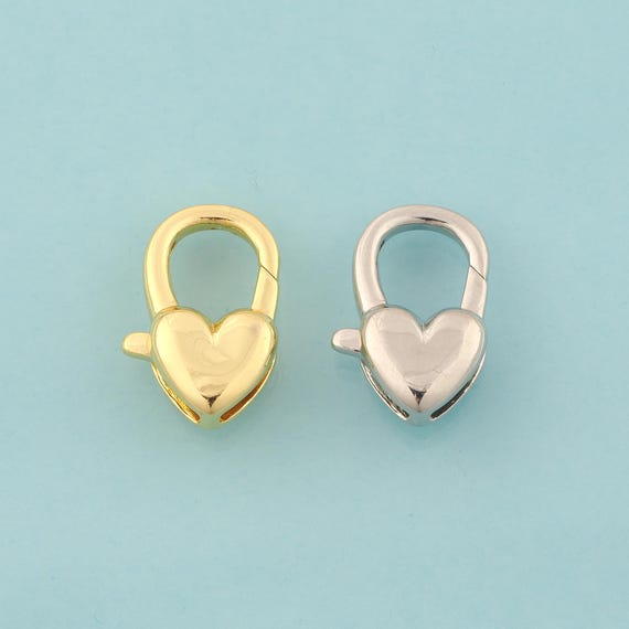Gold Heart Clasp,Claw Jewelry Clasp,Lobster Clasp for DIY Jewelry Making,18K Gold & Rhodium