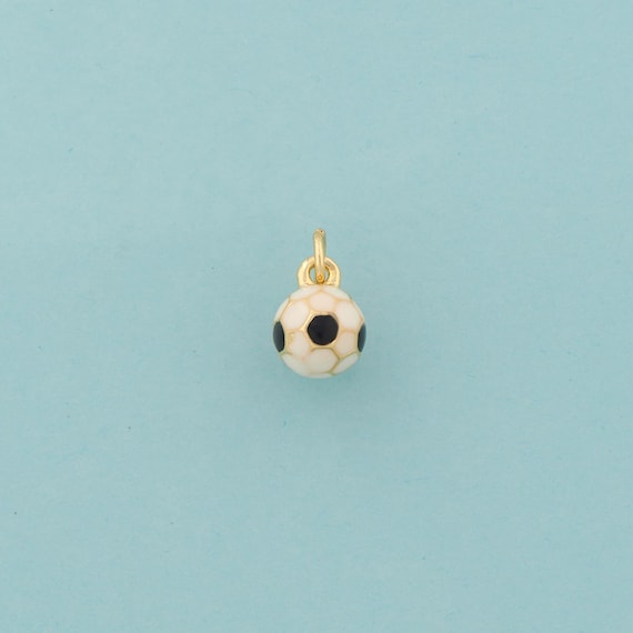 Gold Football Charms,Sports Jewelry,Enamel Football Pendant for DIY Jewelry Making,18K Gold