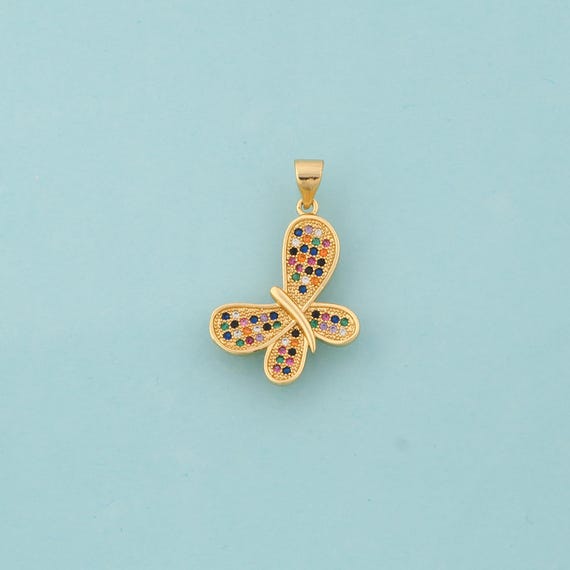Gold CZ Butterfly Charms,Insect Jewelry,Butterfly Pendant for DIY Jewelry Making,18K Gold