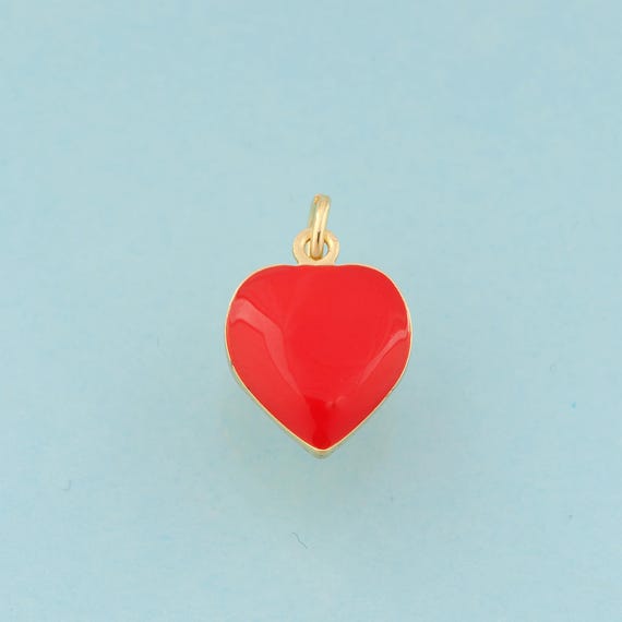 Gold Enamel Heart Charms,Minimalist Jewelry,Heart Pendant for DIY Jewelry Making,18K Gold