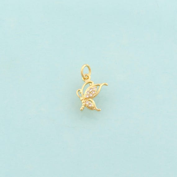 Gold CZ Butterfly Charms,Insect Jewelry,Butterfly Pendant for DIY Jewelry Making,18K Gold