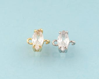 Gold Oval Connector,Minimalist Jewelry Connector,Oval Connector for DIY Jewelry Making,18K Gold & Rhodium