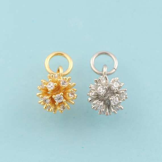 Gold CZ Ball Charms,Ball Jewelry,Ball Pendant for DIY Jewelry Making,18K Gold & Rhodium