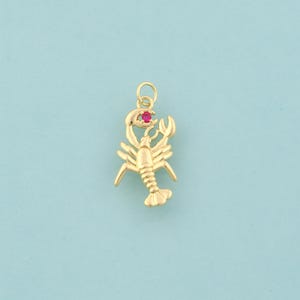 Gold CZ Lobster Charms,Marine Life Jewelry,Lobster Pendant for DIY Jewelry Making,18K Gold