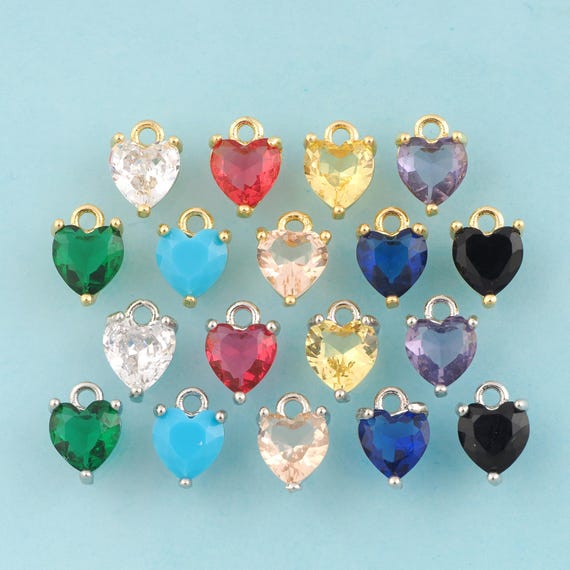 5 pcs Gold CZ Mini Heart Charms,Heart Jewelry,Heart Pendant for DIY Jewelry Making,18K Gold & Rhodium
