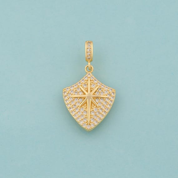 Gold CZ Polaris Charms,Celestial Jewelry,Starburst Pendant for DIY Jewelry Making,18K Gold